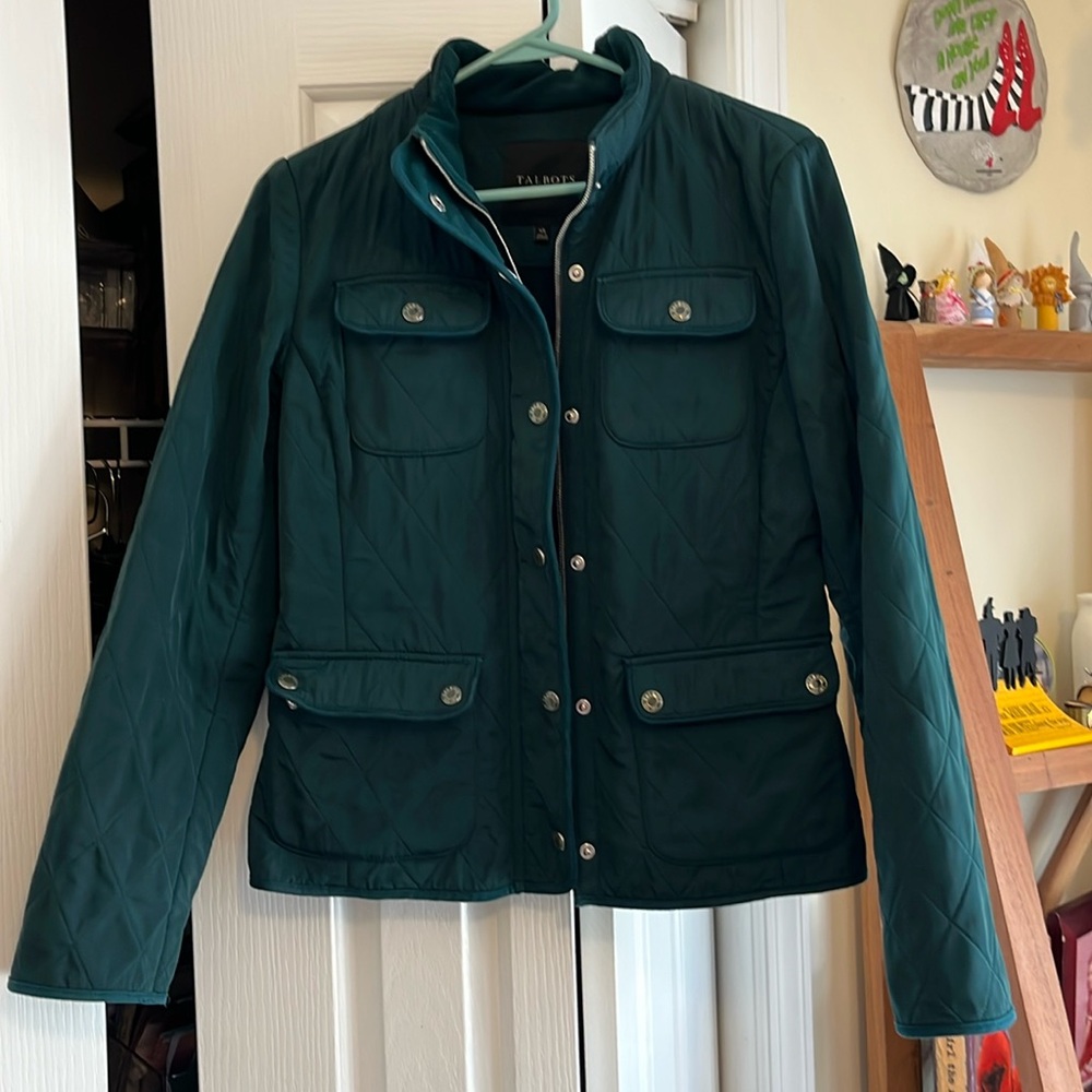 Green quilted jacket Talbots XS